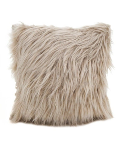 Shop Saro Lifestyle Long Haired Faux Fur Decorative Pillow, 18" X 18" In Natural