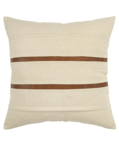 Shop Rizzy Home Stripes Polyester Filled Decorative Pillow, 20" X 20" In Cream
