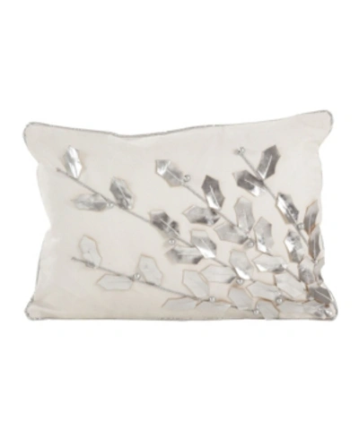 Shop Saro Lifestyle Metallic Poinsettia Branch Decorative Pillow, 12" X 18" In Silver