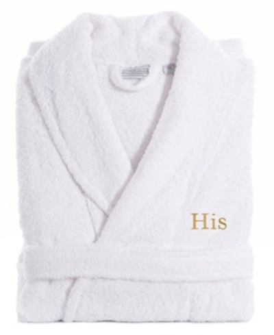Shop Linum Home Turkish Cotton Embroidered His Terry Bathrobe In Gold
