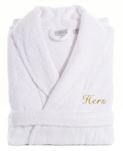 Shop Linum Home Turkish Cotton Embroidered Hers Terry Bathrobe In Gold