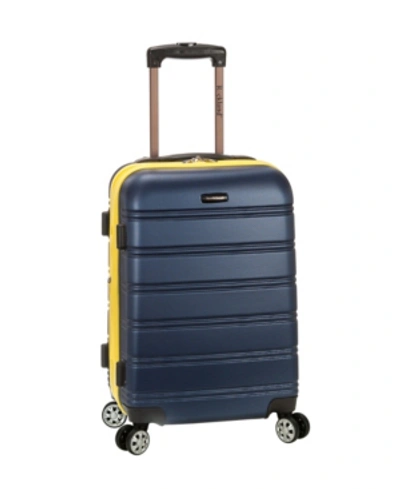 Shop Rockland Melbourne 20" Hardside Carry-on Spinner In Navy With Yellow Trim