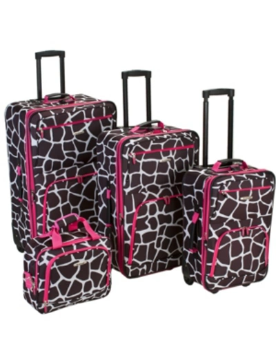 Shop Rockland 4-pc. Softside Luggage Set In Giraffe With Pink Trim