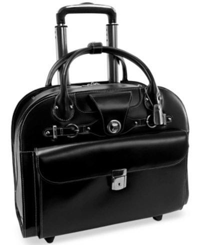 Shop Mcklein Edgebrook Leather Wheeled Laptop Briefcase In Black