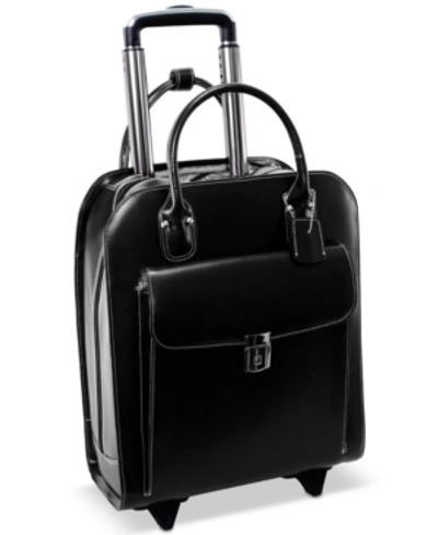 Shop Mcklein Uptown Leather Wheeled Laptop Briefcase In Black