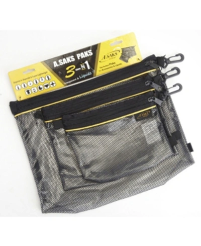 Shop A. Saks Water Resistant Nylon Paks Set Of 3 In Black