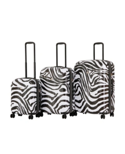Shop Triforce Luggage Triforce Serengeti 3-piece Spinner Luggage Set In Zebra