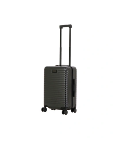 Shop Triforce Luggage Triforce Milan 22" Carry On Satin Finish Leather Trim Luggage In Black