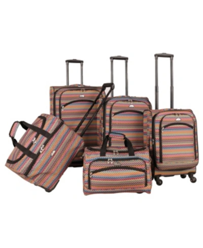 Shop American Flyer 5 Piece Spinner Luggage Set In Pink