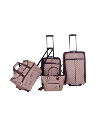 Shop American Flyer Signature 4 Piece Luggage Set In Brown
