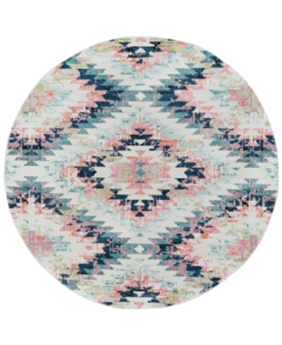 Surya Anika Ani-1027 White 5'3" Round Area Rug In Blue