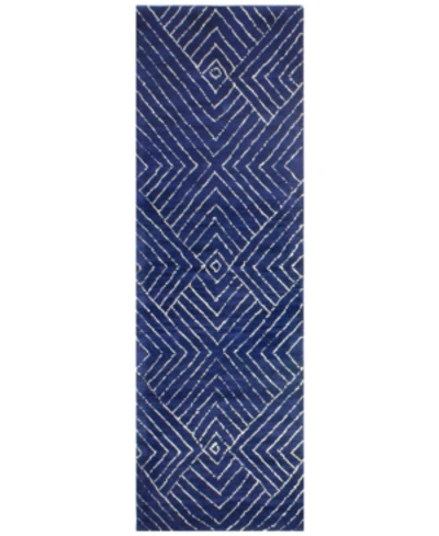 Bb Rugs Taron Val-01 Ivory 2'6" X 8' Runner Rug In Navy