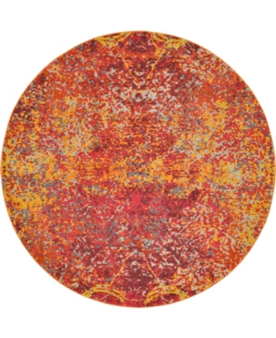 Shop Bridgeport Home Closeout! Bayshore Home Newwolf New3 Red 8' X 8' Round Area Rug
