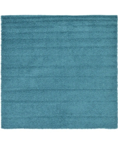 Shop Bridgeport Home Exact Shag Exs1 Deep Aqua Blue 8' 2" X 8' 2" Square Area Rug