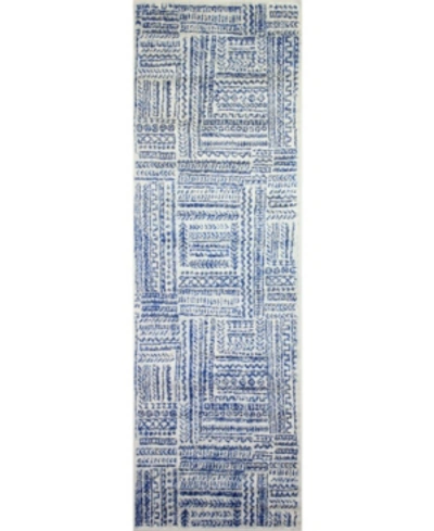 Shop Bb Rugs Cassius M147 2'6" X 8' Runner Rug In Ivory And Blue