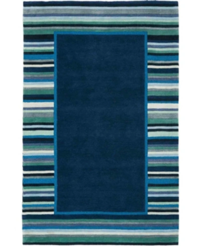 Shop Martha Stewart Collection Striped Border Msr4715c Bluestone 4' X 6' Area Rug