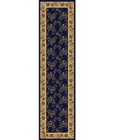 Km Home Closeout!  1427/1744/navy Navelli Blue 2'2" X 8' Runner Rug In Blue