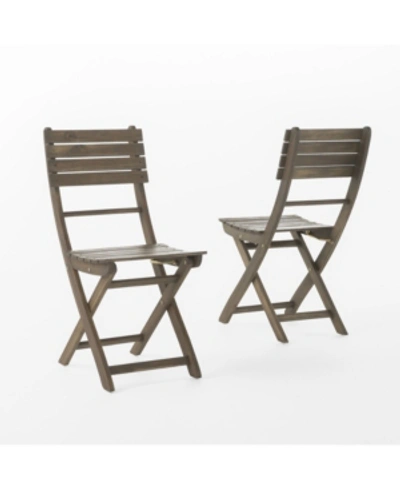 Shop Noble House Positano Outdoor Foldable Dining Chairs, Set Of 2 In Gray