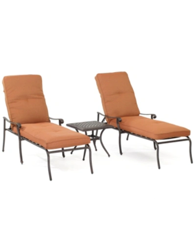 Shop Furniture Chateau Outdoor Cast Aluminum 3-pc. Chaise Set (2 Chaise Lounge And 1 End Table), Created For Macy's In Brick Red