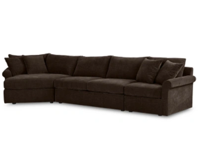 Furniture Closeout Wedport 3 pc. Fabric Sectional With Cuddler