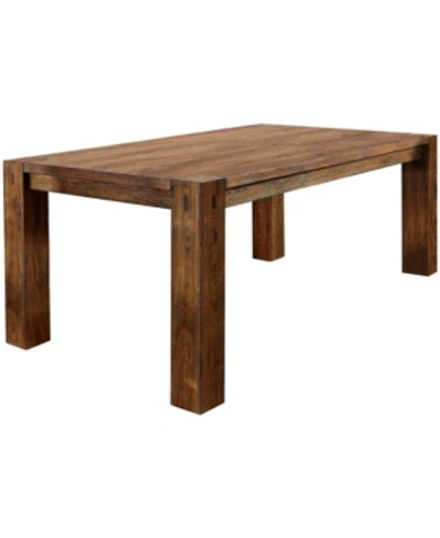 Shop Furniture Of America Yukaiah Solid Wood Rectangular Dining Table In Brown