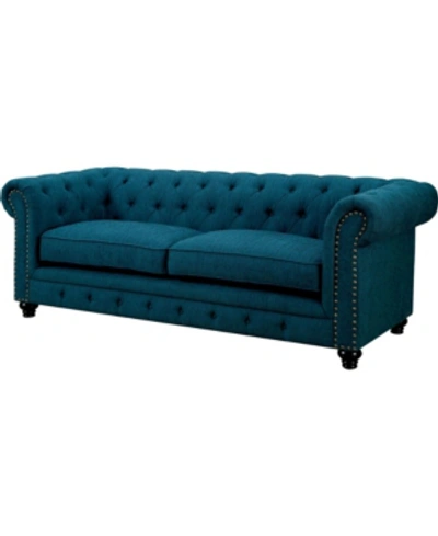 Shop Furniture Of America Skyana Upholstered Sofa In Blue