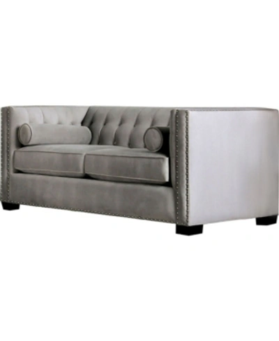 Shop Furniture Of America Cantar Upholstered Love Seat In Gray