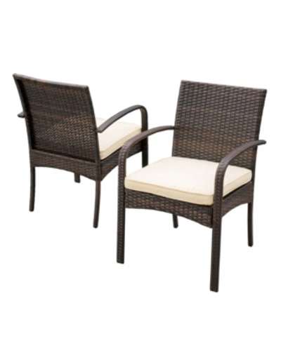 Shop Noble House Rosario Outdoor Dining Chairs, Set Of 2 In Brown