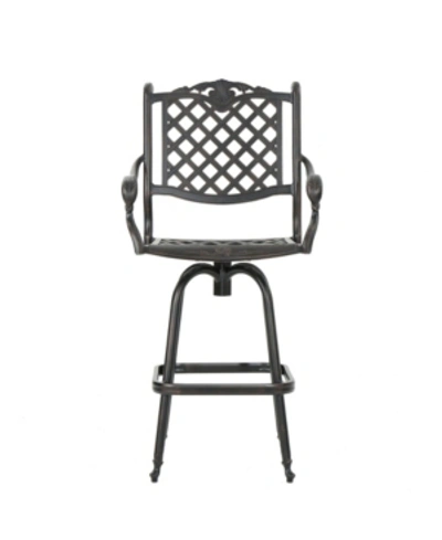 Noble House Cobb Outdoor Cast Barstool, Set Of 2 In Copper