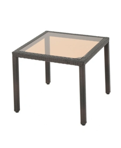 Shop Noble House San Pico Outdoor Square Dining Table With Glass Top In Dark Brown