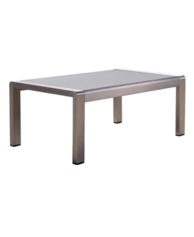Shop Noble House Cape Coral Outdoor Coffee Table With Glass Top In Silver