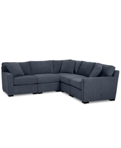 Furniture Radley Fabric 5-pc. Sectional Sofa With Corner Piece, Created For Macy's In Heavenly Naval Blue