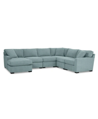 Shop Furniture Radley Fabric 6-pc. Chaise Sectional With Corner, Created For Macy's In Heavenly Robinsegg Blue