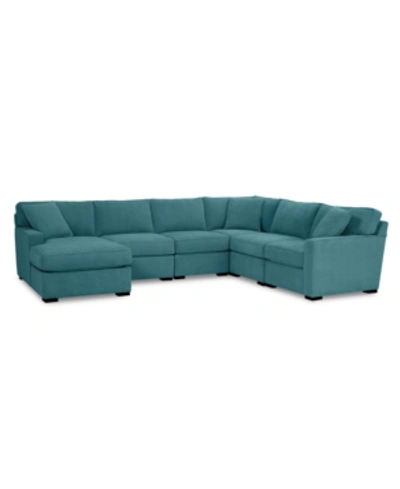 Shop Furniture Radley Fabric 6-pc. Chaise Sectional With Corner, Created For Macy's In Heavenly Sapphire Blue