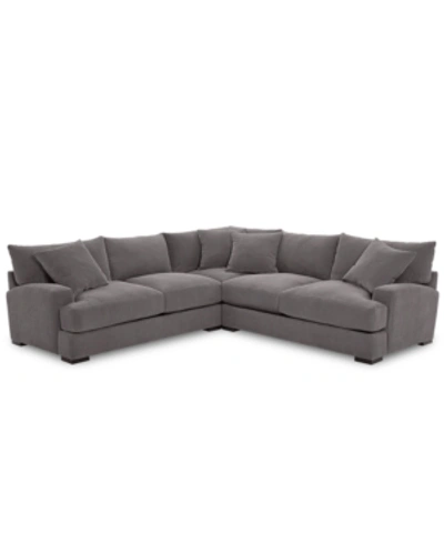 Furniture Closeout! Rhyder 3-pc. 'l' Shaped Fabric Sectional Sofa, Created For Macy's In Parallel Dove Grey