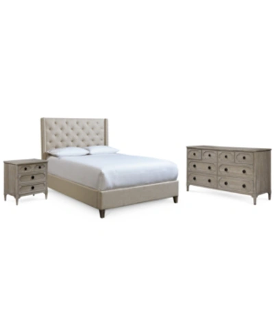 Shop Furniture Samantha Bedroom , 3 Piece Bedroom Set (king Bed, Dresser And Nightstand), Created For Macy In Sand Linen