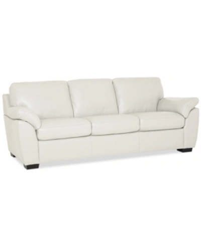 Shop Furniture Lothan 87" Leather Sofa, Created For Macy's In Valencia Snow White