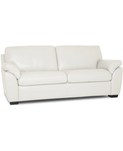 Shop Furniture Lothan 79" Leather Apartment Sofa With 2 Cushions, Created For Macy's In Valencia Snow White