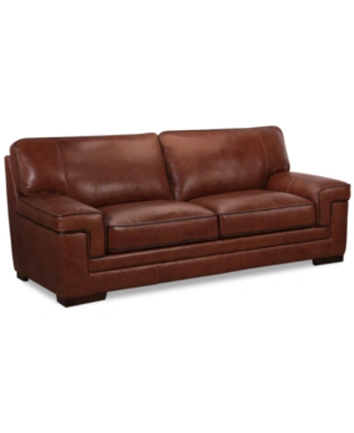 Furniture Myars 91" Leather Sofa, Created For Macy's In Cognac
