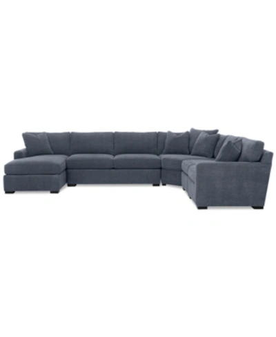 Shop Furniture Radley 5-piece Fabric Chaise Sectional Sofa, Created For Macy's In Heavenly Naval Blue