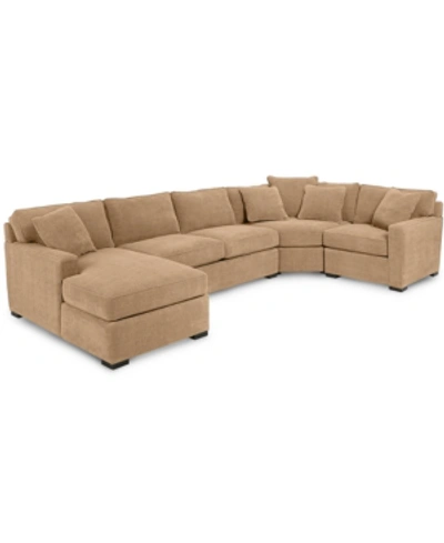 Shop Furniture Radley 4-pc. Fabric Chaise Sectional Sofa With Wedge Piece, Created For Macy's In Heavenly Caramel Tan