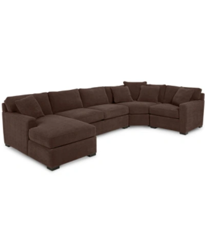 Shop Furniture Radley 4-pc. Fabric Chaise Sectional Sofa With Wedge Piece, Created For Macy's In Heavenly Java Brown