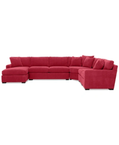 Shop Furniture Radley 5-piece Fabric Chaise Sectional Sofa, Created For Macy's In Heavenly Mulberry Red