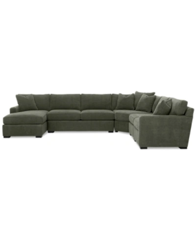 Shop Furniture Radley 5-piece Fabric Chaise Sectional Sofa, Created For Macy's In Heavenly Olive Green