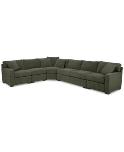 Furniture Radley 5-pc Fabric Sectional With Apartment Sofa, Created For Macy's In Heavenly Olive Green