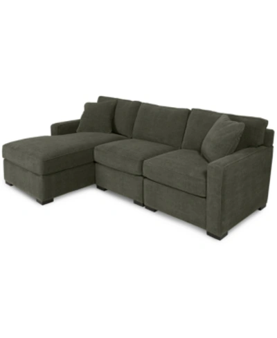 Shop Furniture Radley 3-piece Fabric Chaise Sectional Sofa, Created For Macy's In Heavenly Olive Green