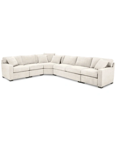 Furniture Radley 5-pc Fabric Sectional With Apartment Sofa, Created For Macy's In Heavenly Oyster White