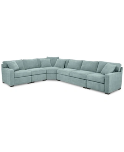 Furniture Radley 5-pc Fabric Sectional With Apartment Sofa, Created For Macy's In Heavenly Robinsegg Blue