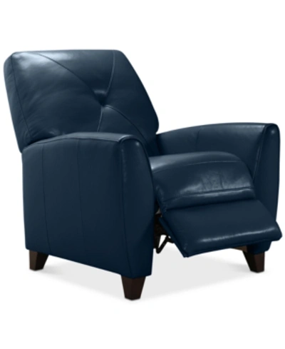 Furniture Myia Tufted Back Leather Pushback Recliner, Created For Macy's In Peacock Blue