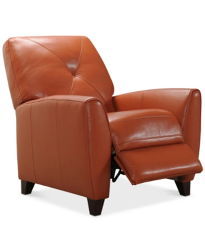 Furniture Myia Tufted Back Leather Pushback Recliner, Created For Macy's In Terracotta Orange